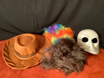 Halloween Cowboy Hat,  Ghost Mask, Clown Wig,  Bear Wig