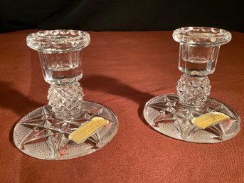 Crystal Candle Holders W/ Foil Sticker
