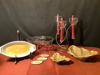 Fall Decor  With Chip N Dip, Large  Serving Bowl, Candle Holders & More