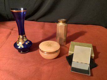Murano Navy Vase, Alabaster Musical Jewelry Box, New-Compact Double Mirror & More