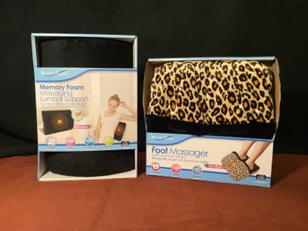 New Memory Foam Massaging Lumbar Support & New Foot Massager