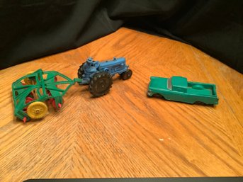Vintage  Rubber Car And Farm Tractor