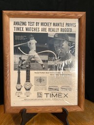 Mickey Mantle Framed Timex Ad