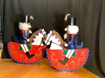 Matching Pair Of Rocking Horse Nutcrackers- Hand Decorated