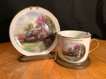 Thomas Kinkade Cup & Saucer In Display Stand