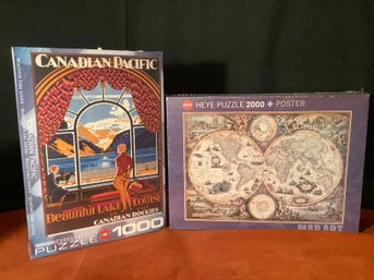 New  Heye Puzzle 2,000 Pieces Map Art & Lake Louise 1000 Piece Puzzle