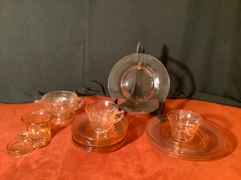 Vintage  Pink  Glassware- Dishes, Cups Sugar Bowl & More
