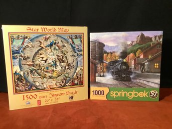 New-Star World Map 1,500 Piece Jigsaw Puzzle & 1,000 Piece  Train Puzzle
