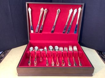 Gold Plated Flatware Service For 8