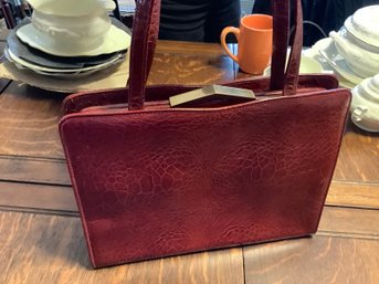 Vintage Red Leather Hand Bag-LIke New
