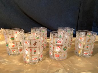 Christmas Vintage Double Old Fashioned Glasses