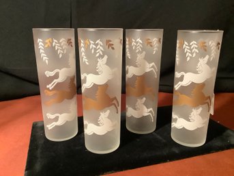 MCM Gold & White Tom Collins  Frosted Glasses