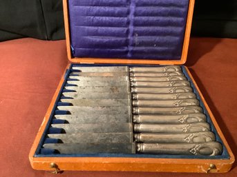 French Sterling Silver Handled Knives In Case