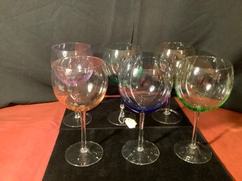 Vintage Colored Balloon Wine Glasses