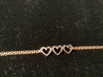 10k Gold Triple Heart Bracelet Great Holiday Gift