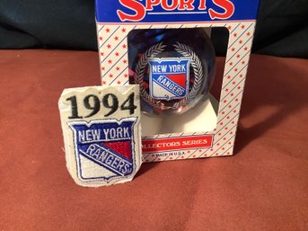 New York Rangers Ornament & 1994 NY Rangers Patch