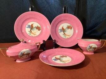 Chinosoire Pink  Plates & Sugar & Creamer Victoria China