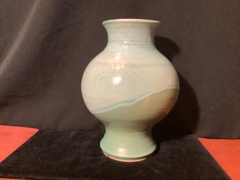 Listed Artist Bennet Welsh-Green Pacific Stoneware Vase Made In The USA