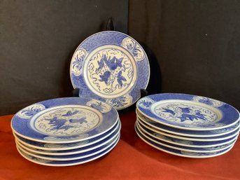 Group Of 12 Blue & White  Dishes