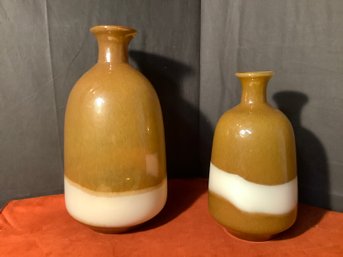 2  Matching Glass  Hand Blown Vases