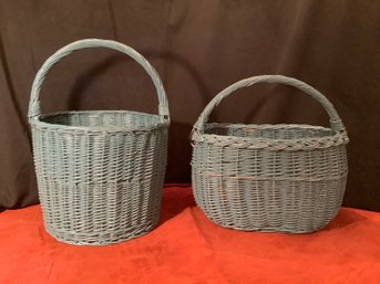Large Blue Wicker  Baskets