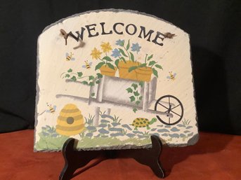 WElCOME Sign On Slate-Great For Spring
