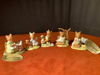 Porcelain Story Book Mice Figurine Collection W/ Tag