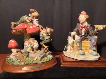 A Helping Hand And Dog & Clown Figurines