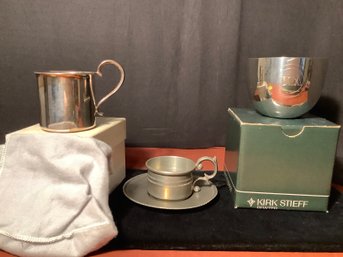 Gorham Baby Cup, Goebel Pewter Cup, Kirk Stieff Stainless Cup