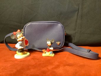 Official Minnie Mouse Pocketbook & Mickey & Minnie Porcelain Figurines