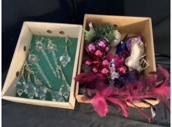 Box Of Glass Ornaments & Box Of Holiday Ornaments