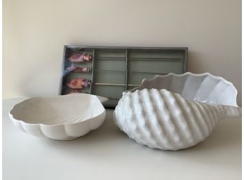 LARGE CERAMIC SHELL SERVING PIECES