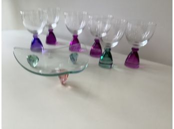 COLORFUL BEACH LOOKING GLASSES & SERVER