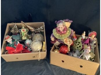 2 Filled Boxes Of Holiday Ornaments