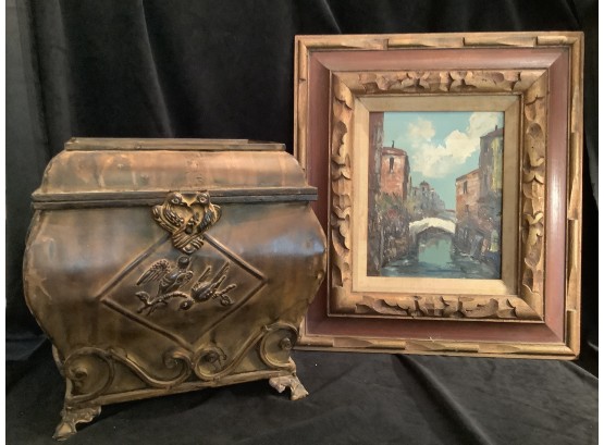 Oil Painting And Steel Decorator Storage Box