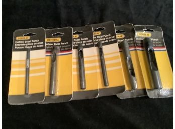 Set Of 6 Hollow Steel Punches-New In Package