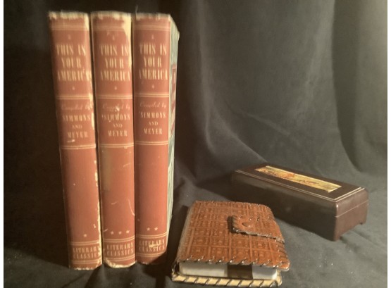 Gentlemens Lot Tro This Is Your America Books & Leather Card Storage And Trinket Box