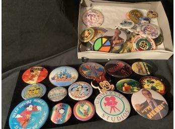 An Assortment Of  40 Collector Buttons Disney & More