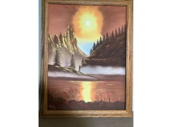 Ray Of Sunshine Over The Mountain-Framed Painting