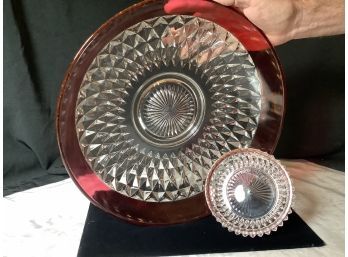 Red With Clear Glass Serving Bowls