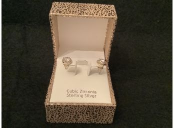 Sterling Silver Earring With Halo Design