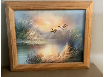 Painting Of Ducks In Mid Air
