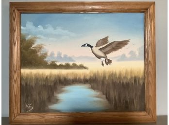 Geese Flying Oil Painting.