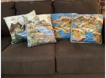 Grouping Of Quilted Pillows Of France