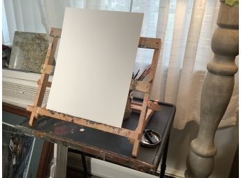 Big Lot Of Plein Aire Painting Easel,Work Table & Paints & More