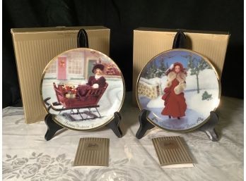 Two Holiday Barbie Plates