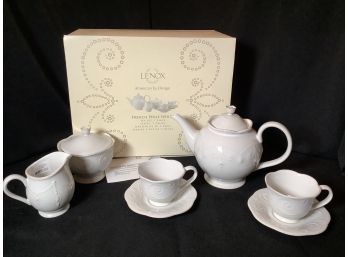 NEW- Lenox  French Pearl White 7 Piece  Tea Set In Box-Clean