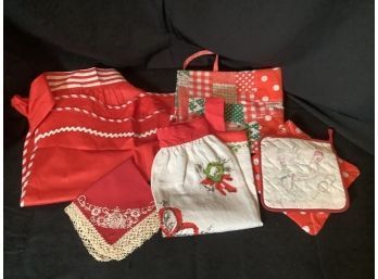 Vintage-Specialty Holiday Aprons, Hand Embroidered  Handkerchief  & More