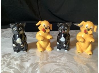 1950s Fitz & Floyd Cat And Dog Salt And Pepper Shakers-Vintage