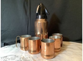 Copper Seltzer Dispenser With Matching Serving Cups